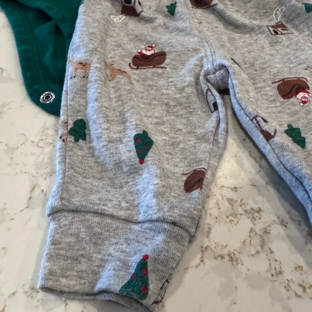 Carters - 3M - Festive Green and Gray Baby Outfit